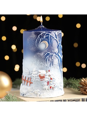 Свеча-цилиндр «Новогодняя», 7×10×16 см