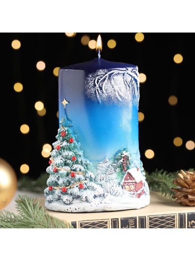 Свеча-цилиндр «Зимняя», 8×11.5×15 см