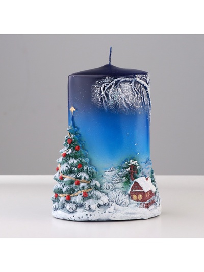 Свеча-цилиндр «Зимняя», 8×11.5×15 см