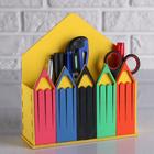 Кашпо деревянное 18×7×20.4 см Конверт "Карандаши", жёлтый - фото 24145262