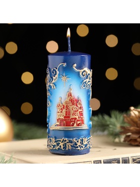 Свеча - цилиндр «С Храмом, резной», 4.3×4.3×9.5 см