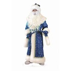 Карнавальный костюм «Дед Мороз», плюш, пальто, рукавицы, шапка, р. 34, рост 134 см, цвет синий - фото 9005665