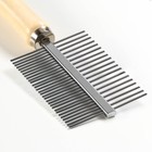 Расчёска для шерсти Wood, 17×5.5 см, двухсторонняя, с деревянной ручкой - Фото 2