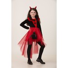 Карнавальный костюм «Дьяволица», платье, ободок с рожками, сумочка, р. 32, рост 128 см - фото 4862098