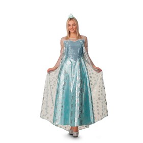 Карнавальный костюм «Эльза», платье, корона, р. 46, рост 170 см
