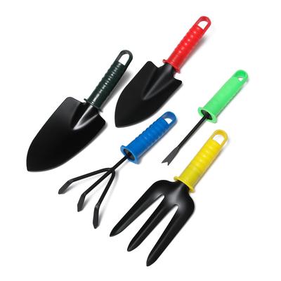 Набор садового инструмента, 5 предметов: 2 совка, рыхлитель, вилка, корнеудалитель, длина 27 см, пластиковые ручки, цвет МИКС , Greengo