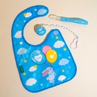 Нагрудник для кормления «Зайка» непромокаемый на липучке, с карманом 4645587