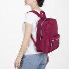 Рюкзак школьный с водонепроницаемым замком, цвет бордовый - Фото 4