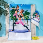 Полотенце пляжное в сумке Этель «Yoga mom» 70х140 см, микрофибра - Фото 1