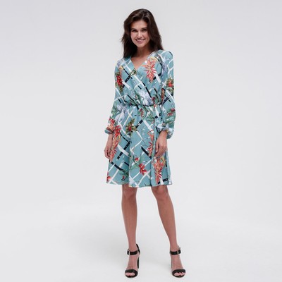 Платье миди женское MIST на запахе, размер 44-46, бирюза