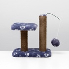 Когтеточка для котят двойная, 30×20×34 см, джут, серая с лапками - Фото 3