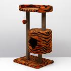 Домик-когтеточка "Круглый с площадкой", 52 х 52 х 95 см, джут  тигр - Фото 5