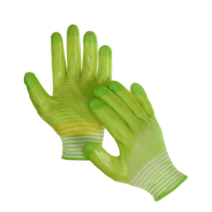 Перчатки текстильные садовые, с ПВХ пропиткой, зелёные, Greengo - Фото 1