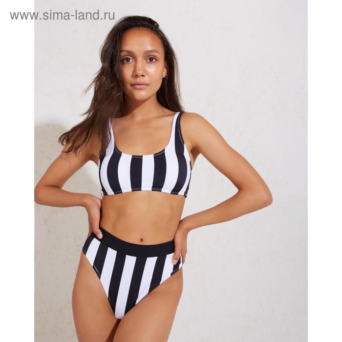 Топ купальный женский MINAKU Stripe, размер 50, чёрно-белая полоса - Фото 1