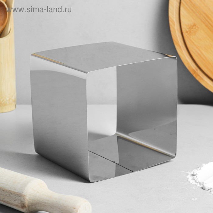 Форма для выпечки и выкладки «Квадрат», h=12 см, 12×12 см, нержавеющая сталь - Фото 1
