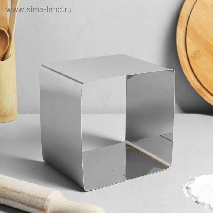 Форма для выпечки и выкладки «Квадрат», h=12 см, 14×14 см, нержавеющая сталь - Фото 1