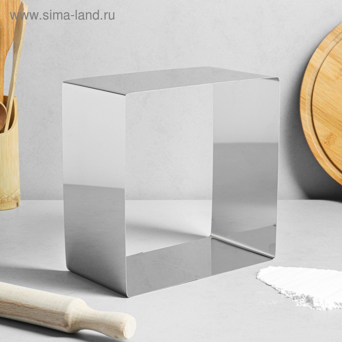 Форма для выпечки и выкладки «Квадрат», h=12 см, 22×22 см, нержавеющая сталь - Фото 1