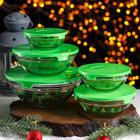 Набор салатников с крышками «Новый год», 5 шт: 130/200/350/500/900 мл, цвет зелёный - Фото 2