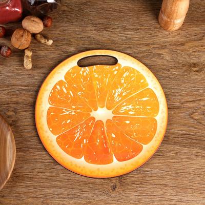 Доска разделочная и сервировочная круглая кухонная "Апельсин в разрезе", 25,5 см