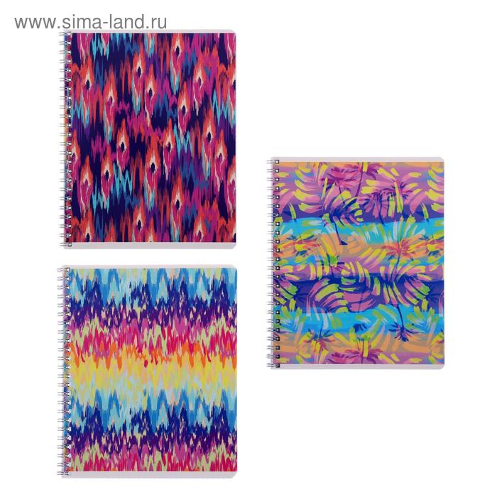 Тетрадь 80 листов в клетку, на гребне «Пёстрая», обложка мелованный картон, УФ-лак, блок офсет, МИКС - Фото 1