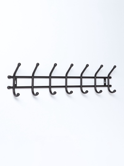 Вешалка настенная «Уют», 7 крючков, 66×15×8 см, чёрная