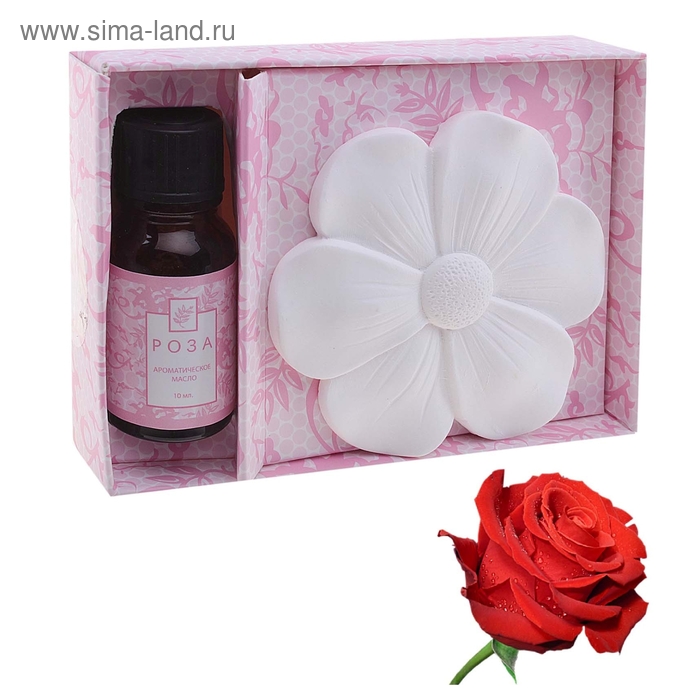 Подарочный набор "Де Люкс": аромамасло 10 мл, подвеска гипс "Цветок", аромат роза - Фото 1