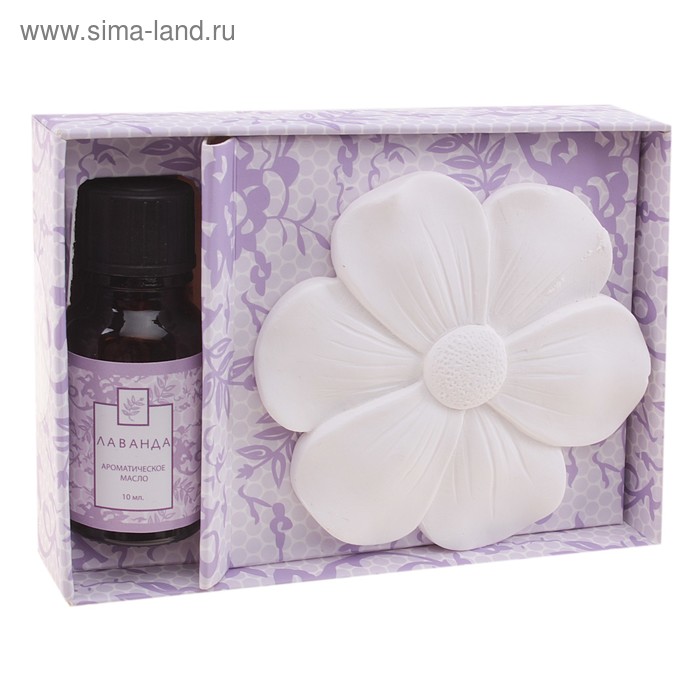 Набор подарочный Де Люкс лаванда (эфирное масло 10 мл, подвеска гипс) Цветок - Фото 1