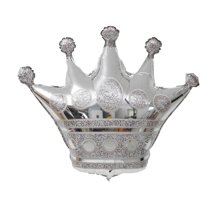 Шар фольгированный 34" «Корона», фигура, цвет серебро - Фото 1
