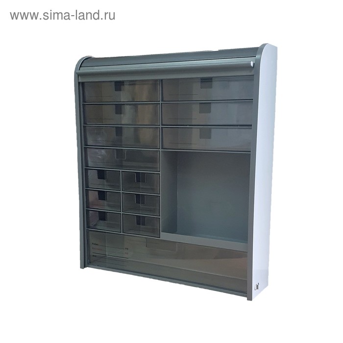 Шкафчик настенный, шторка с замком, 42 × 48 × 8,5 см, цвет серый - Фото 1