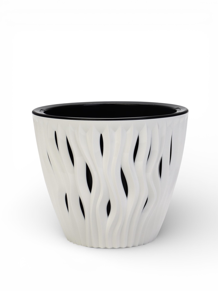 Кашпо для цветов со вставкой «Вдохновение», 5.7 л, d=23.5 см, белое/черное - Фото 1