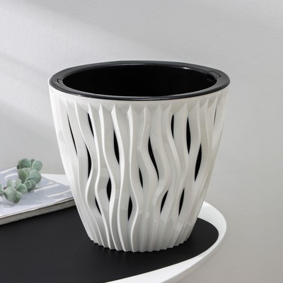 Кашпо для цветов со вставкой «Вдохновение», 7.5 л, белое/чёрное