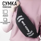 Сумка поясная, текстильная, светоотр. нашивки, отд. на молнии, черная, «Мне норм», 35 х 12 х 5 см - фото 10731740