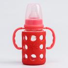 Бутылочка в силиконовом чехле, стекло, классическое горло, +3мес., 120 мл., МИКС, для, девочка - Фото 2
