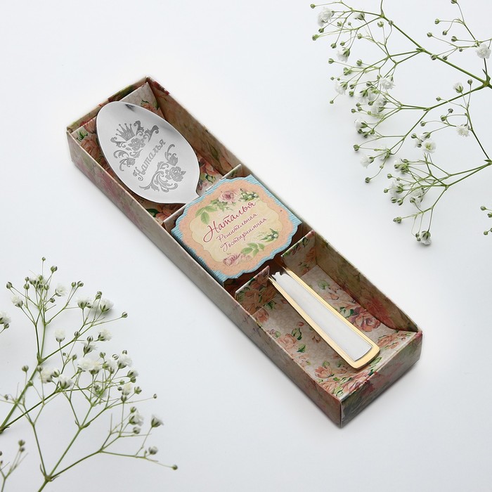 Ложка с гравировкой чайная "Наталья" в подарочной коробке - Фото 1