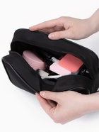 Косметичка дорожная на молнии с ручкой, с карманом, маленькая, чёрная - Фото 2