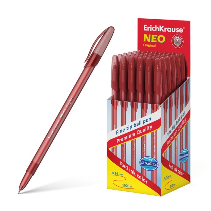 Ручка шариковая ErichKrause Neo Original, узел 0.7 мм, чернила красные - фото 9008086