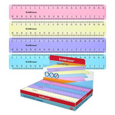 Линейка 20 см ErichKrause «Pastel», микс