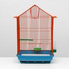 Клетка для птиц большая, крыша-домик, комплект, 34 х 28 х 54 см, голубой/оранжевый - Фото 2