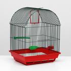 Клетка для птиц большая, полукруглая, комплект, 35 х 28 х 45 см, красный/зелёный - Фото 1
