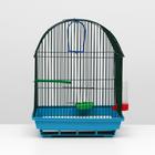 Клетка для птиц большая, полукруглая, комплект, 35 х 28 х 45 см, голубой/зелёный - Фото 2