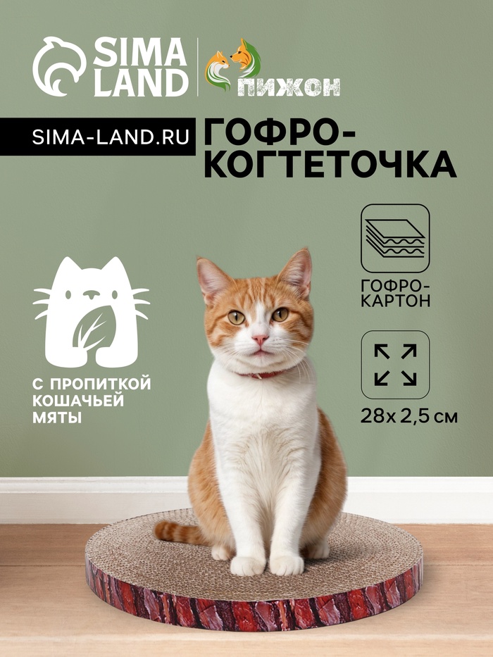 Гофрокогтеточка «Пижон» круглая «Спил сосны», с пропиткой, 28×2.5 см - Фото 1