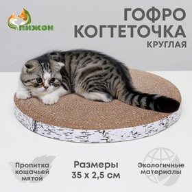 Гофрокогтеточка "Пижон" круглая "Спил березы", с пропиткой, 35 х 2,5 см 5052216