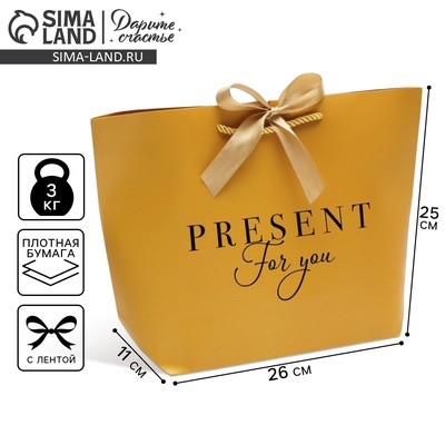 Пакет подарочный, упаковка, Present for you, 26 х 25 х 11 см