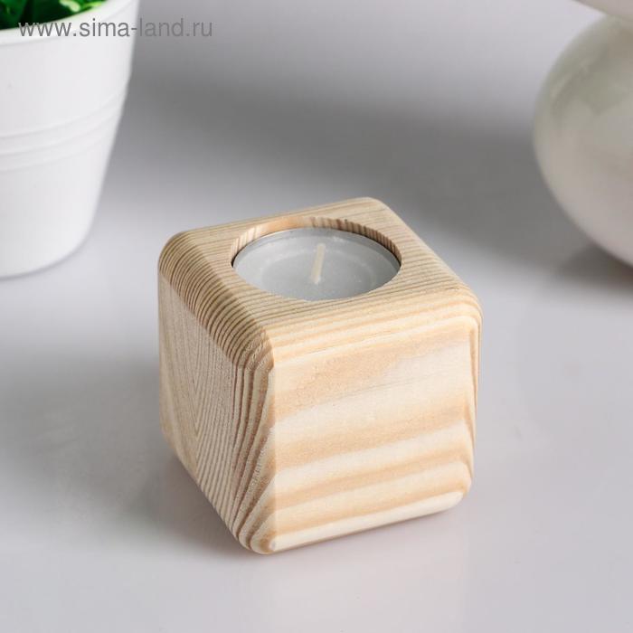 Деревянный подсвечник на 3 свечи «Квадратный», массив, 6×6×6 см - Фото 1