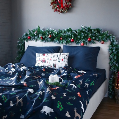 Постельное белье новогоднее "Этель" 2 сп Winter animals 175*215 см, 200*220 см, 70*70 см - 2 штуки
