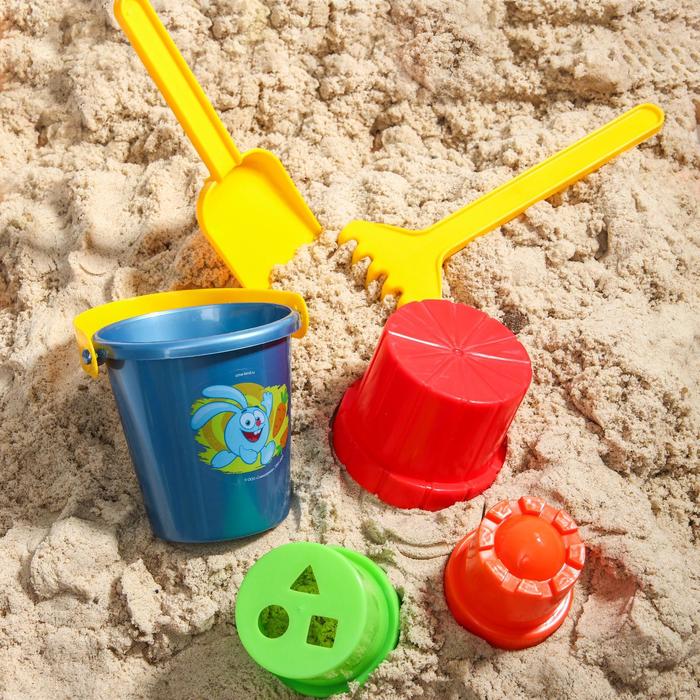 Набор для игры в песке: ведро, совок, грабли, 3 формочки, СМЕШАРИКИ - фото 1905662154