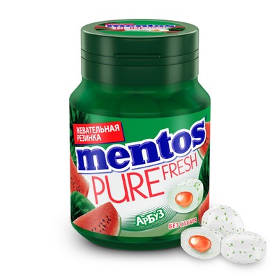 Жевательная резинка Mentos Жидкий центр, арбуз, 54г.