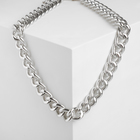 Колье «Цепь объёмная» малая, цвет серебро, 50 см - Фото 1