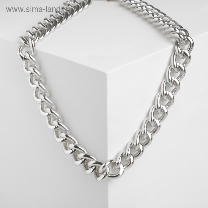 Колье «Цепь объёмная» малая, цвет серебро, 50 см