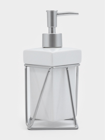 Дозатор для мыла SAVANNA «Геометрика», 250 мл, на подставке, белый